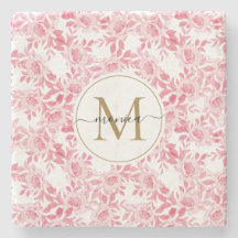 Elegantes Blush Pink Aquarellfarben Gold Monogramm