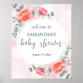 Elegantes Blush Pink Babydusche Begrüßungszeichen Poster