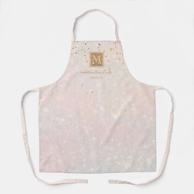 Elegantes Blush Pink Gold Glitzer Monogram Busines Schürze (Vorderseite)