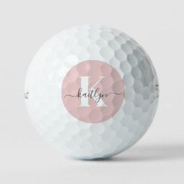 Elegantes Blush Pink Gray Script Monogram Golfball