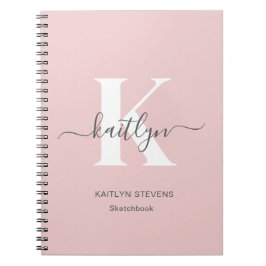 Elegantes Blush Pink Gray Script Monogram Notizblock