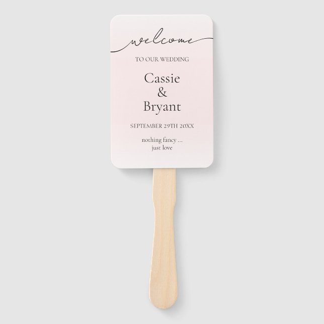 Elegantes Blush Pink Ombre Modernes Hochzeitsprogr Fächer (Vorderseite)
