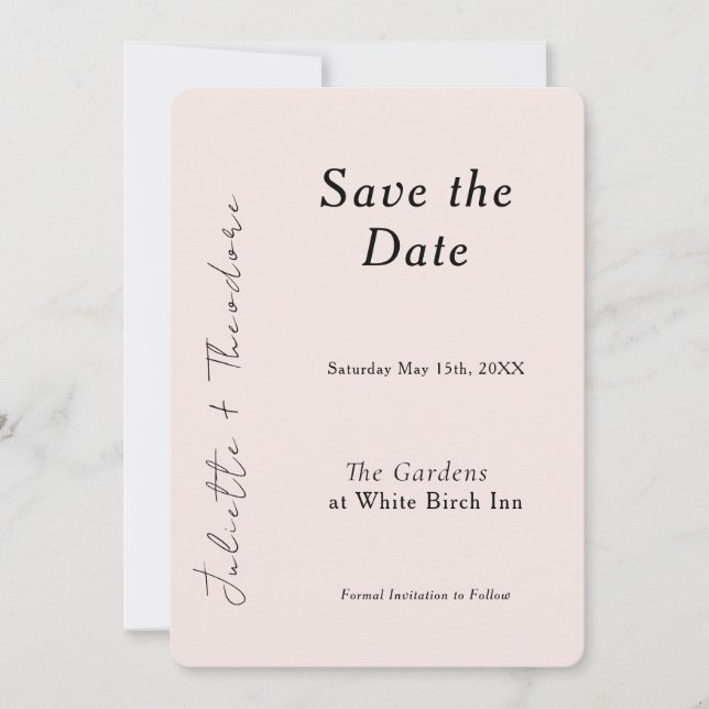 Elegantes Blush Save-the-Date Save The Date (Vorderseite)