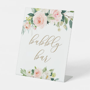 Elegantes Blush Wasserfarben Bläschen Bubbly Bar S Sockelschild