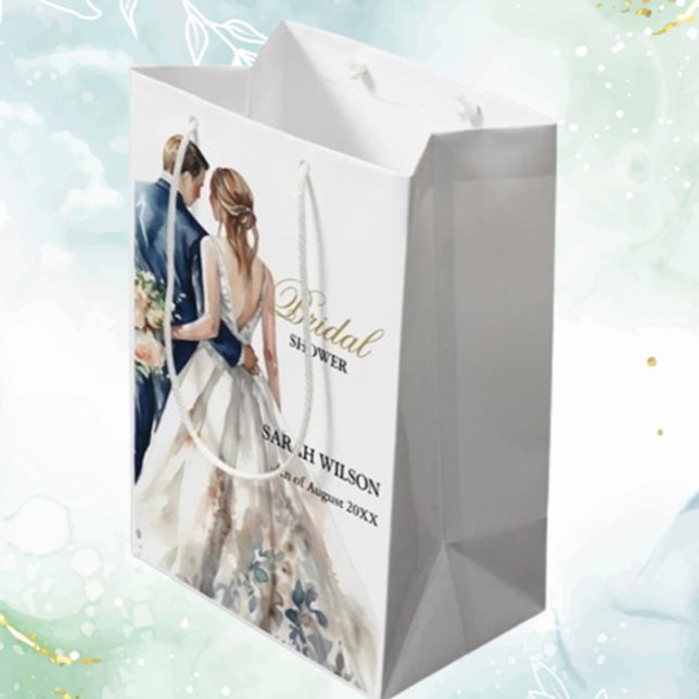 Elegantes Blush Wedding Brautparty Mittlere Geschenktüte (Celebrate your special day with our elegant blush wedding bridal shower gift bag)