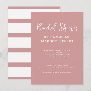 Elegantes Blush White Script Stripe Brautparty Einladung