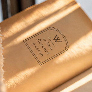 Elegantes Bogenrahmen-Monogramm Modernes Ex Libris Permastempel