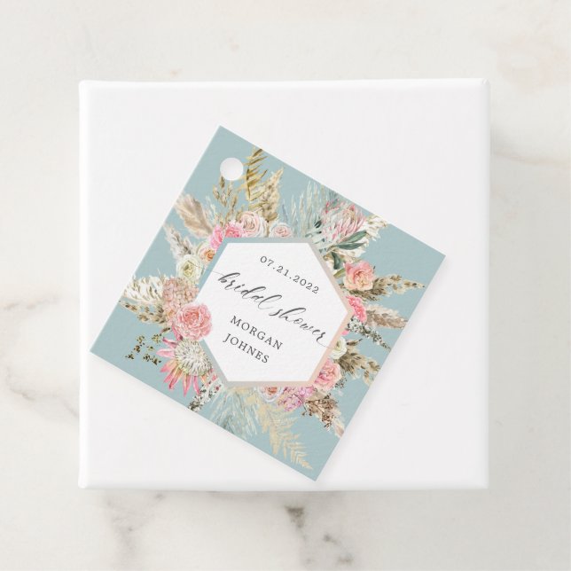 Elegantes Bohemisches Brautparty mit Blumen Geschenkanhänger (Beispiel)