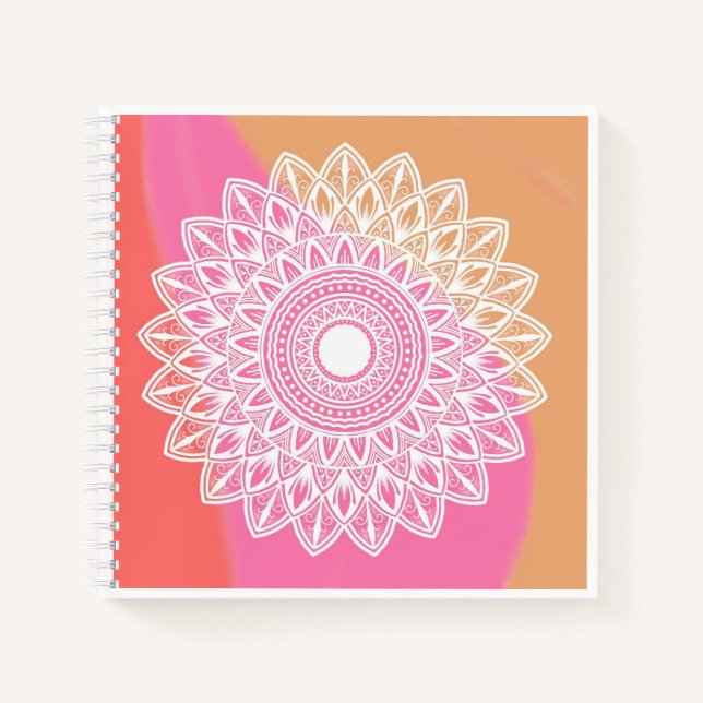 Elegantes Bohemisches Mandala Floral-Notebook Notizbuch (Vorderseite)