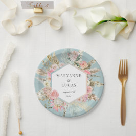 Elegantes Bohemisches Monogramm-Papier Pappteller
