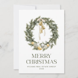 Elegantes Bohemisches Weihnachtskranz Grußunterneh Feiertagskarte