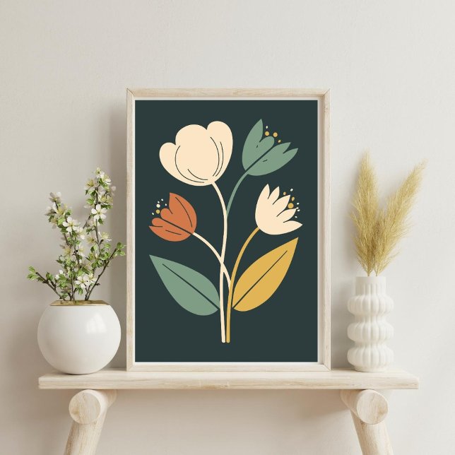 Elegantes Boho Abstrakt Botanische Blume Poster (Von Creator hochgeladen)