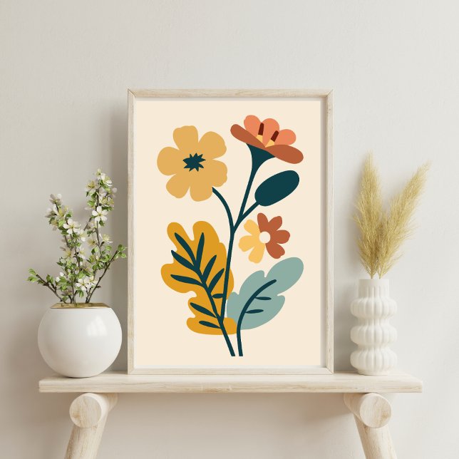 Elegantes Boho Abstrakt Botanische Blume Poster (Von Creator hochgeladen)