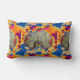 Elegantes boho abstraktes Orchideengemälde Lendenkissen
