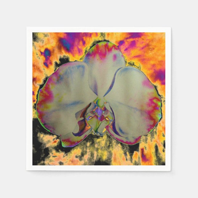 Elegantes boho abstraktes Orchideengemälde Serviette (Vorderseite)