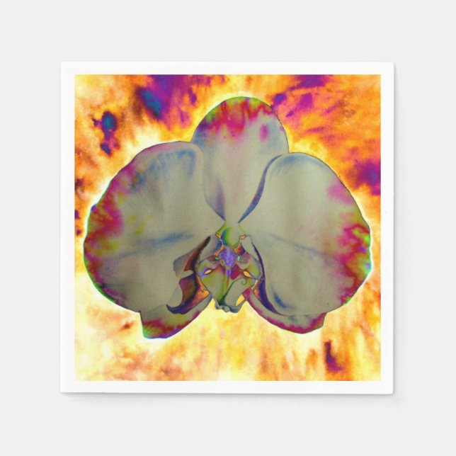 Elegantes boho abstraktes Orchideengemälde Serviette (Vorderseite)