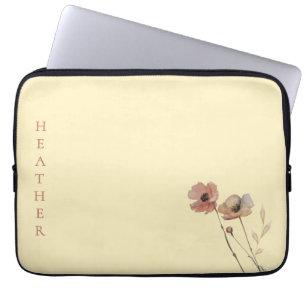 Elegantes Boho-Aquarell-Wildblumen-Butter-Blush Laptopschutzhülle