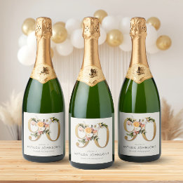 Elegantes Boho-Blumen-Goldfolie 90. Geburtstag