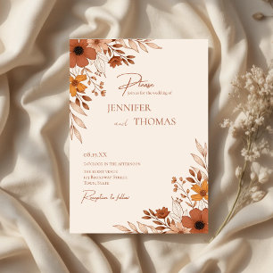 Elegantes Boho-Blumen Hochzeit Einladung