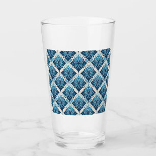 Elegantes Boho Blumenmuster in Blau Glas