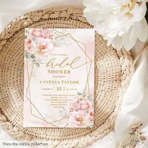 Elegantes Boho Blush Gold Frame Brautparty laden e Einladung