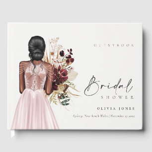 Elegantes Boho Blush Wedding Gown Brautparty Gästebuch