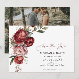Elegantes Boho Burgundy Blush Foto Save The Date