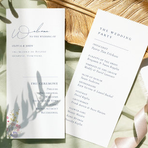 Elegantes Boho-Chic-Wildblumen-Hochzeitsprogramm