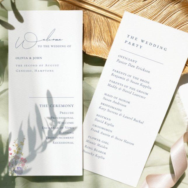 Elegantes Boho-Chic-Wildblumen-Hochzeitsprogramm (Elegant Boho Chic Wildflowers Wedding Program)