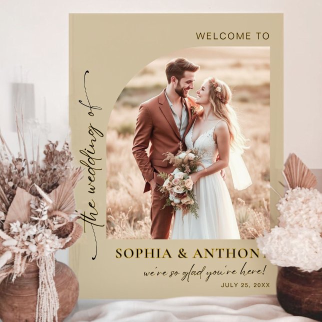 Elegantes Boho Foto Akrolic Wedding Welcome Sign Acrylschild (Von Creator hochgeladen)