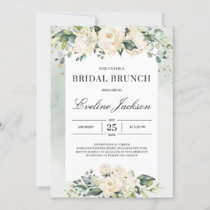 Elegantes boho grün weiß roses Brautbrunch Einladung