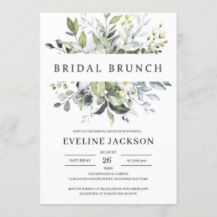 Elegantes boho grünes Blattwerk Brautbrunch Einladung