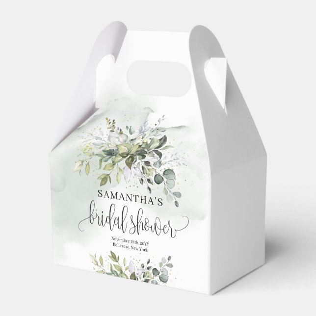 Elegantes boho-grünes Eukalyptusgold-Brautparty Geschenkschachtel (Vorderseite)