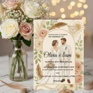 Elegantes Boho-Hochzeits-Papeterie-Set - Olivia &  Karte