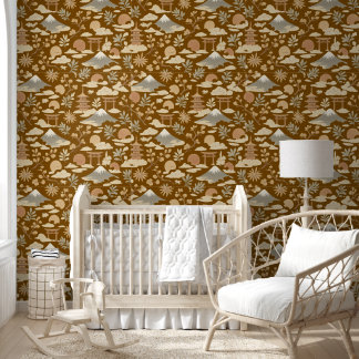 Elegantes Boho-Japanisch Inspiriertes Terrakotta Tapete