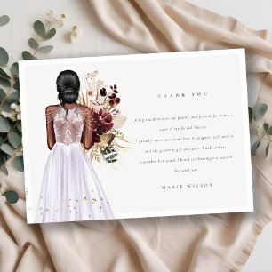 Elegantes Boho-Lila-Hochzeitskleid Brautparty Dankeskarte