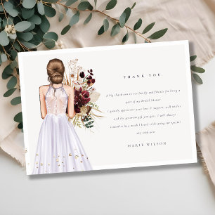 Elegantes Boho-Lila-Hochzeitskleid Brautparty Dankeskarte