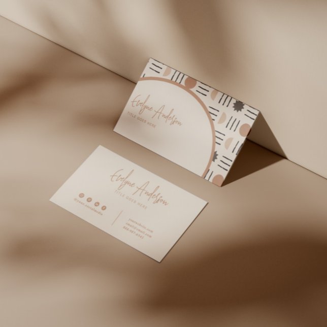 Elegantes Boho Neutral Terracotta Abstraktes Muste Visitenkarte (Von Creator hochgeladen)