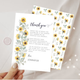 Elegantes Boho Sage Yellow Sunflower Brautparty Dankeskarte