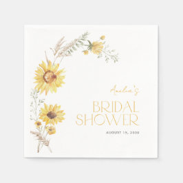 Elegantes Boho Sonnenblumen Botanisches Brautparty Serviette