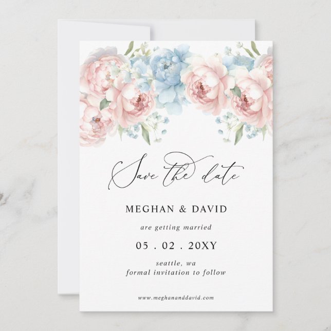 Elegantes Boho Summer Blush Foto Save The Date (Vorderseite)