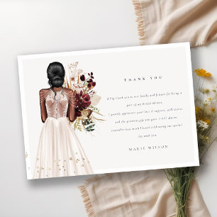 Elegantes Boho-Weißes Hochzeitskleid Brautdusche Dankeskarte