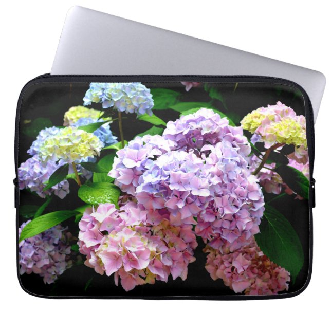Elegantes bohrosa lila-blaues Blumengestein Hydran Laptopschutzhülle (Vorderseite)