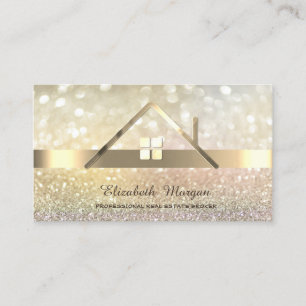 Elegantes Bokeh Gold Immobilienmakler Hausdach  Visitenkarte
