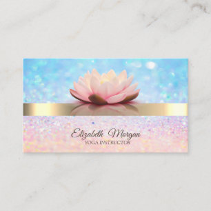 Elegantes Bokeh Gold Streifen, Lotus Yoga Instruct Visitenkarte