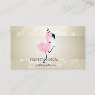 Elegantes Bokeh, Streifen, Cooler Rosa Flamingo Visitenkarte