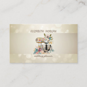 Elegantes Bokeh, Streifen, Florales Retro-Mixer  Visitenkarte