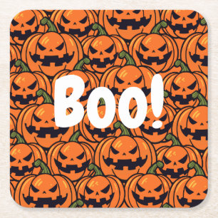 Elegantes Boo-Kürbiskürbis Jack-o-Laterne Hallowee Rechteckiger Pappuntersetzer