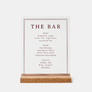 Elegantes bordeauxrotes Serif-Schild für die Speis Acrylschild