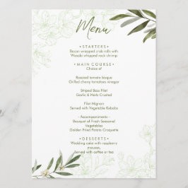 Elegantes botanisches Abendessen mit floraler Atmo Menükarte